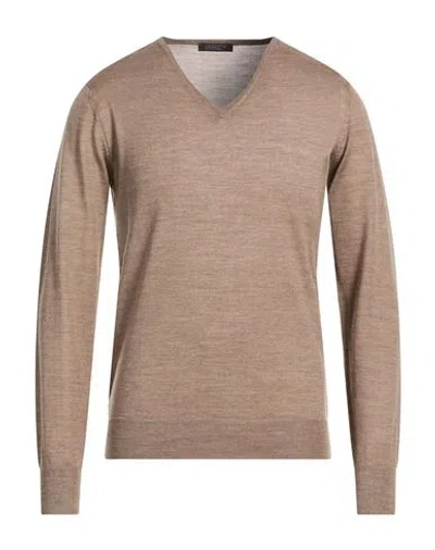 Aragona Man Sweater Light Brown Size 44 Merino Wool
