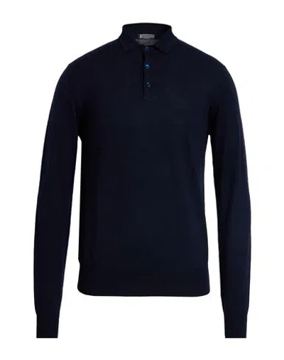 Aragona Man Sweater Navy Size 42 Merino Wool In Blue