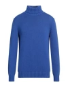 Aragona Man Turtleneck Bright Blue Size 42 Wool, Cashmere