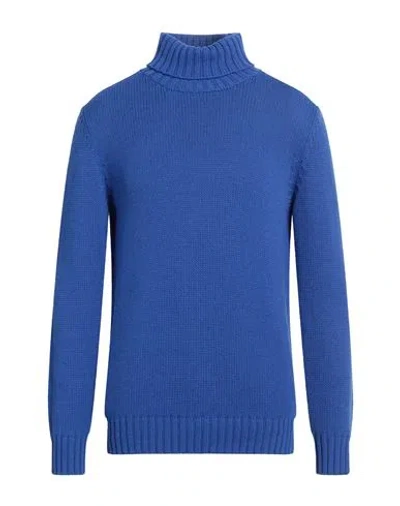 Aragona Man Turtleneck Bright Blue Size 42 Wool, Cashmere