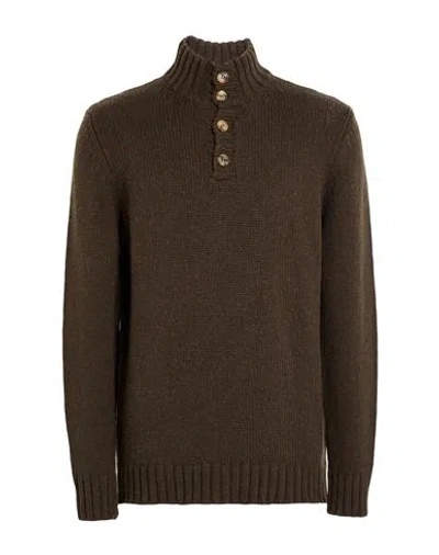 Aragona Man Turtleneck Brown Size 44 Baby Alpaca Wool, Merino Wool In Multi