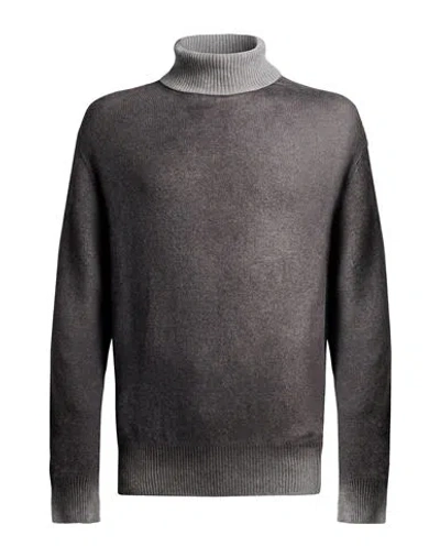 Aragona Man Turtleneck Charcoal Size 38 Cashmere In Grey