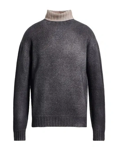 Aragona Man Turtleneck Charcoal Size 42 Wool, Cashmere In Gray