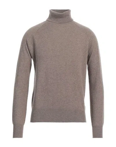 Aragona Man Turtleneck Khaki Size 44 Cashmere In Beige