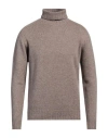 Aragona Man Turtleneck Taupe Size 44 Wool, Cashmere In Grey