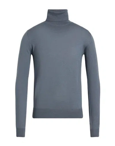 Aragona Man Turtleneck Grey Size 42 Merino Wool In Blue