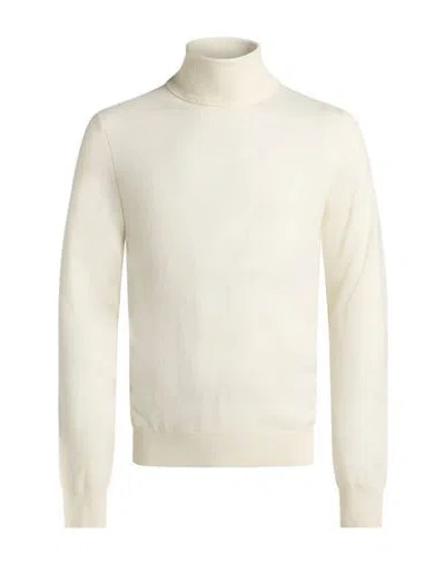 Aragona Man Turtleneck Ivory Size 40 Merino Wool, Cashmere In White
