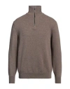 Aragona Man Turtleneck Khaki Size 44 Cashmere In Beige