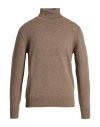Aragona Man Turtleneck Khaki Size 46 Cashmere In Brown