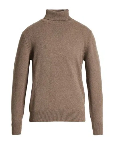 Aragona Man Turtleneck Khaki Size 46 Cashmere In Brown