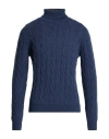 Aragona Man Turtleneck Navy Size 44 Cashmere In Blue