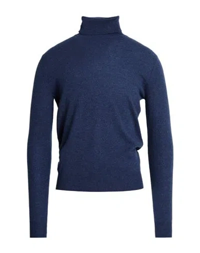 Aragona Man Turtleneck Navy Size 44 Merino Wool, Cashmere In Blue