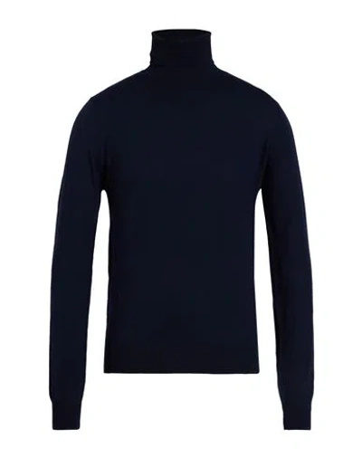 Aragona Man Turtleneck Navy Size 46 Merino Wool In Blue