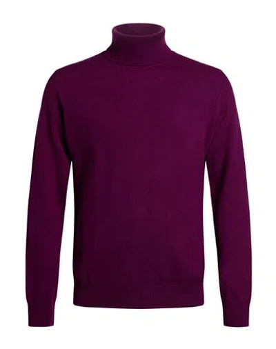 Aragona Man Turtleneck Plum Size 38 Merino Wool, Cashmere In Purple