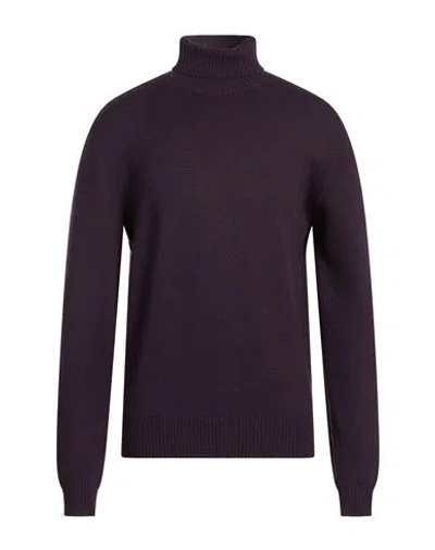 Aragona Man Turtleneck Plum Size 42 Merino Wool In Purple