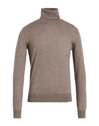 Aragona Man Turtleneck Taupe Size 40 Merino Wool In Gray