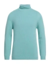 Aragona Man Turtleneck Turquoise Size 44 Wool, Cashmere In Blue