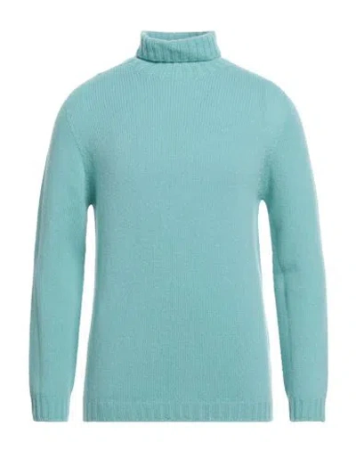 Aragona Man Turtleneck Turquoise Size 44 Wool, Cashmere In Blue