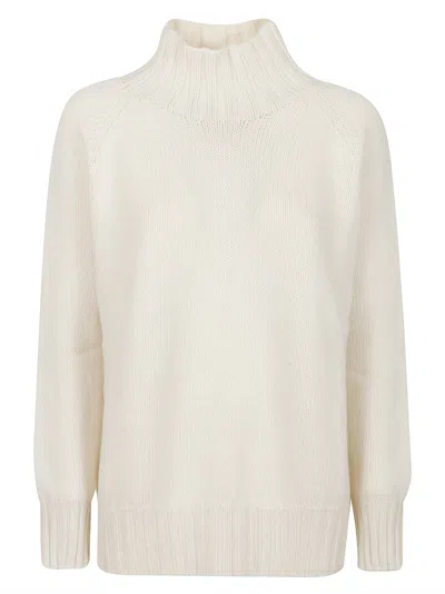 Aragona Over Raglan Cashmere Mock Sweater In White