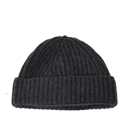 Aragona Ribbed Cashmere Folded Cuff Beanie Hat In Black