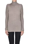 Aragona Woman Turtleneck Taupe Size 12 Merino Wool In Gray