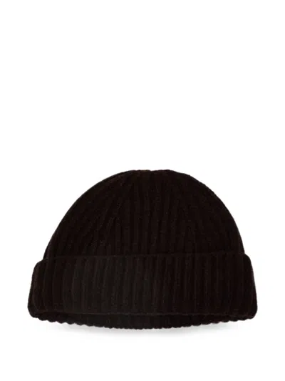 Aragona Ribbed-knit Beanie Hat In Brown