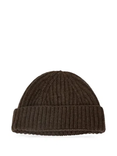 Aragona Ribbed-knit Beanie Hat In Brown