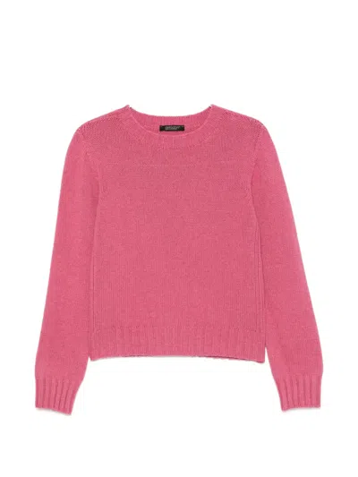 Aragona Ribbed-knit Crew-neck Sweater In Pink