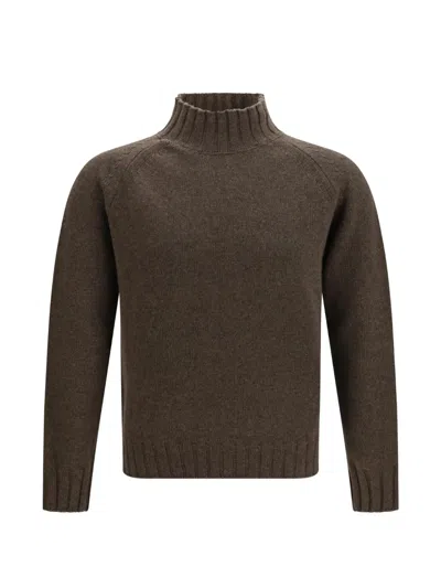 Aragona Ribbed-knit High-neck Sweater In Brown