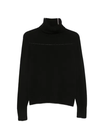 Aragona Roll-neck Ribbed-trim Sweater In Black