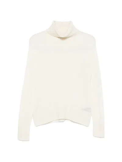Aragona Roll-neck Ribbed-trim Sweater In White
