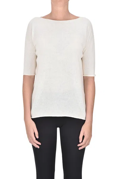 Aragona Short Sleeves Cashmere Pullover In White