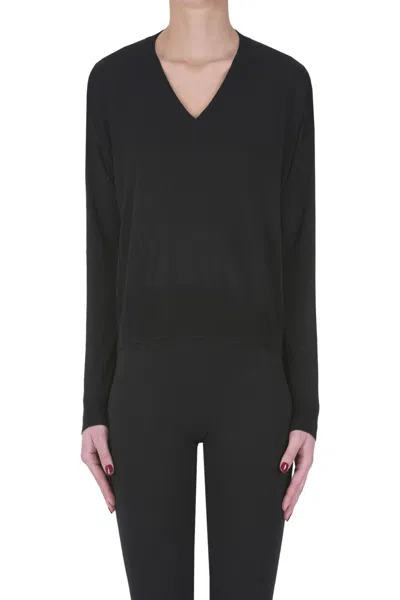Aragona Silk And Cashmere Boxy Pullover In Black