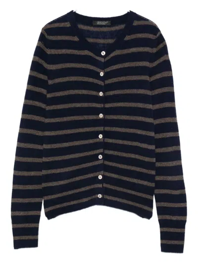 Aragona Striped Button Cardigan In Gray