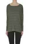 Aragona Striped Wide Pullover In Green