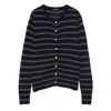 Aragona Striped Button Cardigan In Black