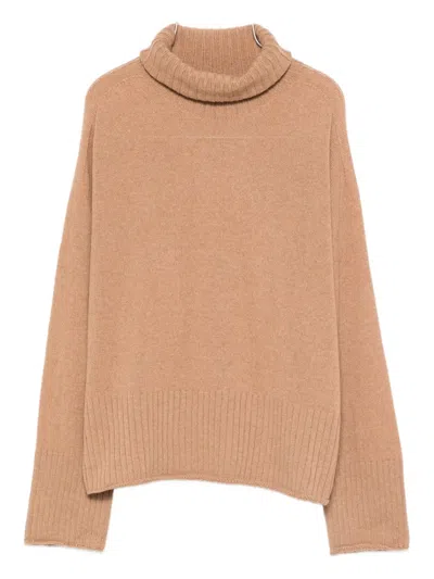 Aragona Turtleneck Ribbed Jumper In Neutral