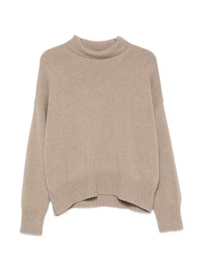 Aragona Turtleneck Ribbed-trim Sweater In Brown