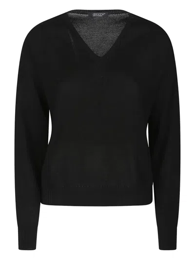 Aragona V-neck Cotton Sweater In Black