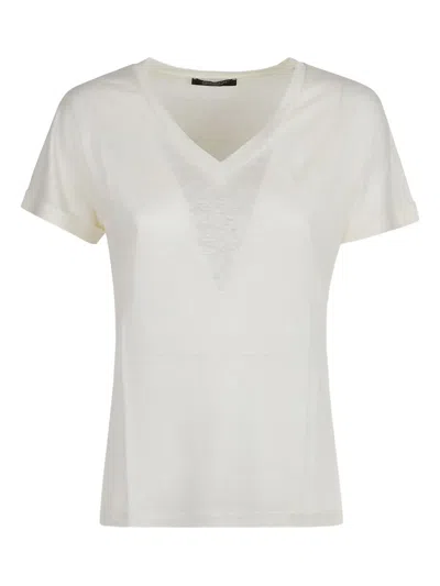 Aragona V-neck Linen T-shirt In White