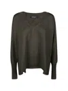 Aragona Oversized Virgin Wool V-neck Sweater In Gray