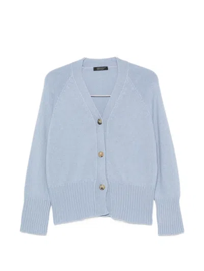 Aragona V-neck Ribbed-knit Cardigan In Blue
