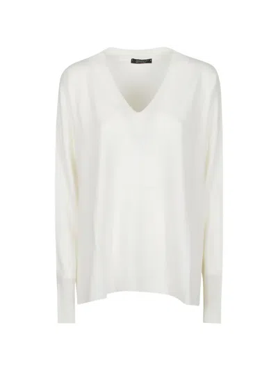 Aragona V-neck Wool Sweater In White