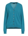 Aragona Woman Cardigan Azure Size 8 Cashmere In Multi