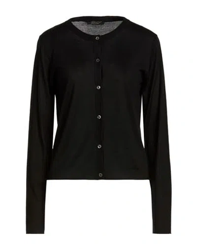 Aragona Woman Cardigan Black Size 8 Silk, Cashmere