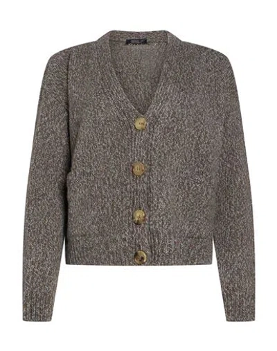 Aragona Woman Cardigan Brown Size 2 Baby Alpaca Wool, Wool In Gray