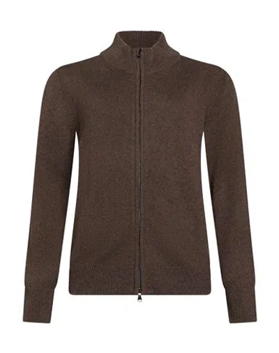 Aragona Woman Cardigan Brown Size 6 Cashmere