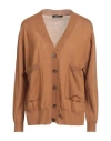 Aragona Woman Cardigan Camel Size 8 Merino Wool
