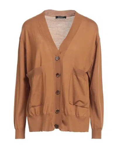 Aragona Woman Cardigan Camel Size 8 Merino Wool In Camel