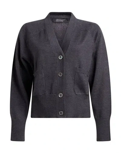 Aragona Woman Cardigan Charcoal Size 10 Merino Wool In Blue